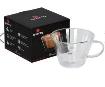 QWERTY Кружка стеклянная с двойными стенками Florino, 360 мл /12